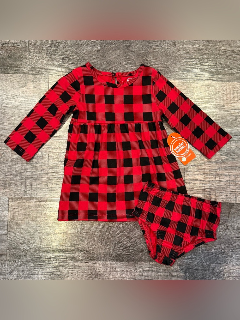 NWT Wonder Nation Buffalo Plaid Dress With Matching Diaper Cover 6-9 Months